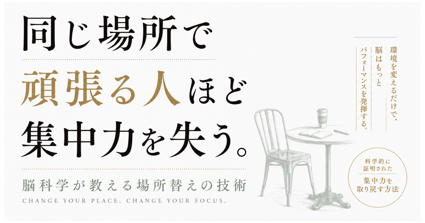 同じ場所で頑張る人ほど集中力を失う。脳科学が教える場所替えの技術