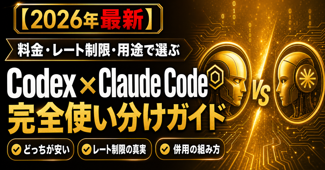【2026年最新】Codex×Claude Code 使い分け完全ガイド｜料金・レート制限・用途でどっち？