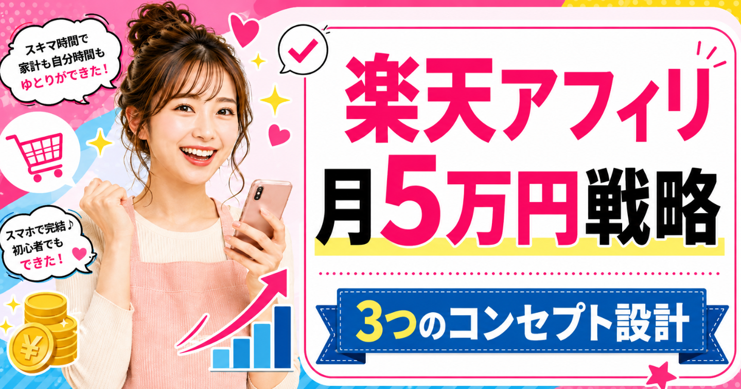 楽天アフィリエイトで「パッとしない主婦」が月5万円を突破する3つのコンセプト戦略