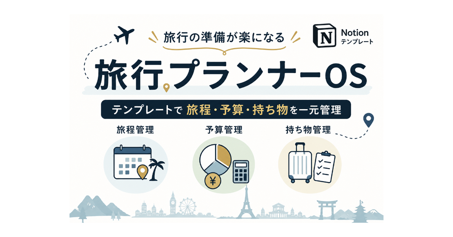 旅行の準備が楽になる「旅行プランナーOS」 Notion テンプレートで旅程・予算・持ち物を一元管理