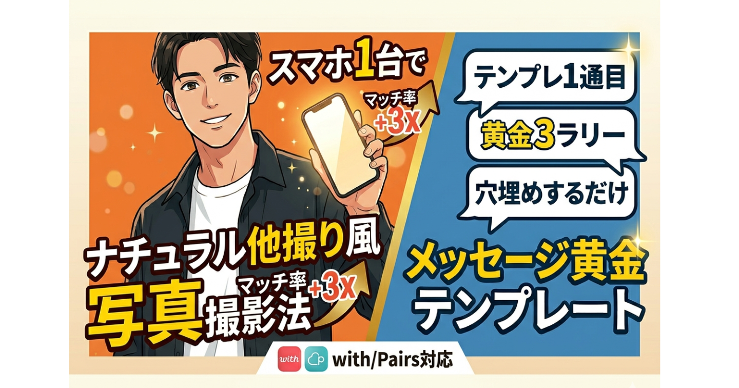 【非モテ男子必読】withとペアーズでマッチ率が3倍に跳ねたスマホ1台でできる「自撮り風ナチュラル写真撮影法」とメッセージの黄金テンプレート