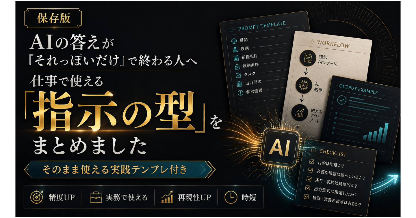AIの答えが「それっぽいだけ」で終わる人へ｜仕事で使える「指示の型」をまとめました