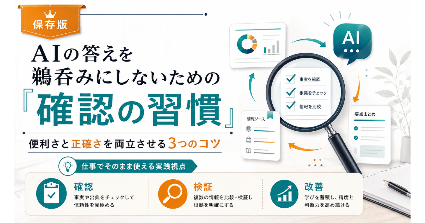 AIの答えを鵜呑みにしないための「確認の習慣」｜便利さと正確さを両立させる3つのコツ