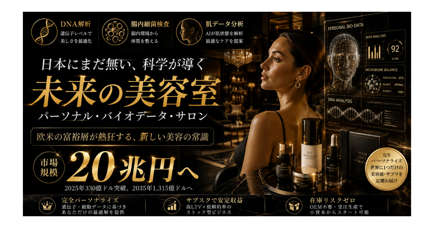 【市場規模300億ドル突破】感覚の美容は終わった。欧米の富裕層が熱狂する「パーソナル・バイオデータ・サロン」の衝撃と日本市場の空白地帯