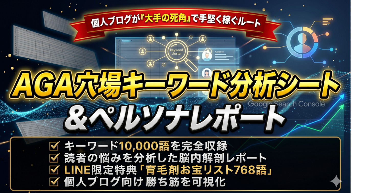 個人ブログだからこそ勝てる「AGA穴場キーワード分析シート」＋「読者インサイト・ペルソナ解剖レポート」