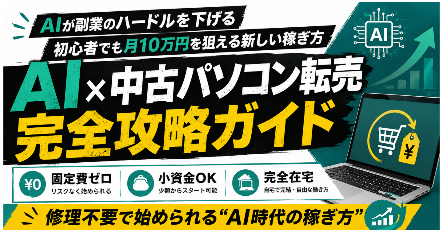 【AI×中古パソコン転売 完全攻略ガイド】固定費ゼロ・在宅・小資金で始める“AI時代の副業モデル”
