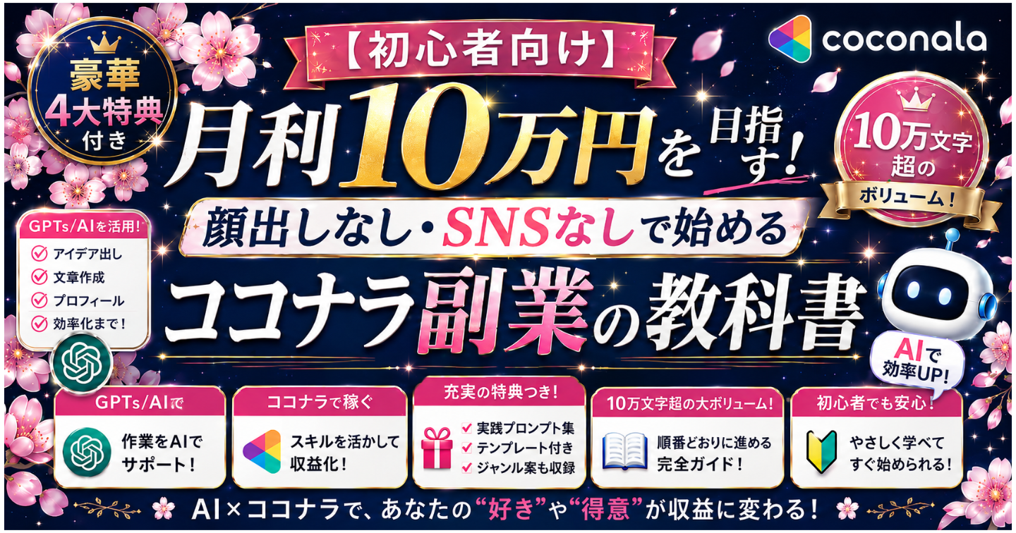 【初心者向け】月利10万円を目指す！顔出しなし・SNSなしで始めるココナラ副業の教科書