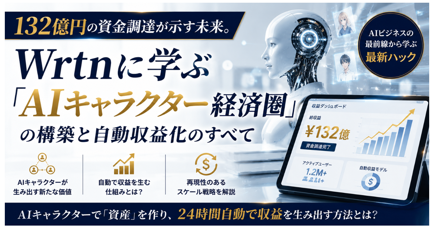 132億円の資金調達が示す未来。Wrtnに学ぶ「AIキャラクター経済圏」の構築と自動収益化のすべて