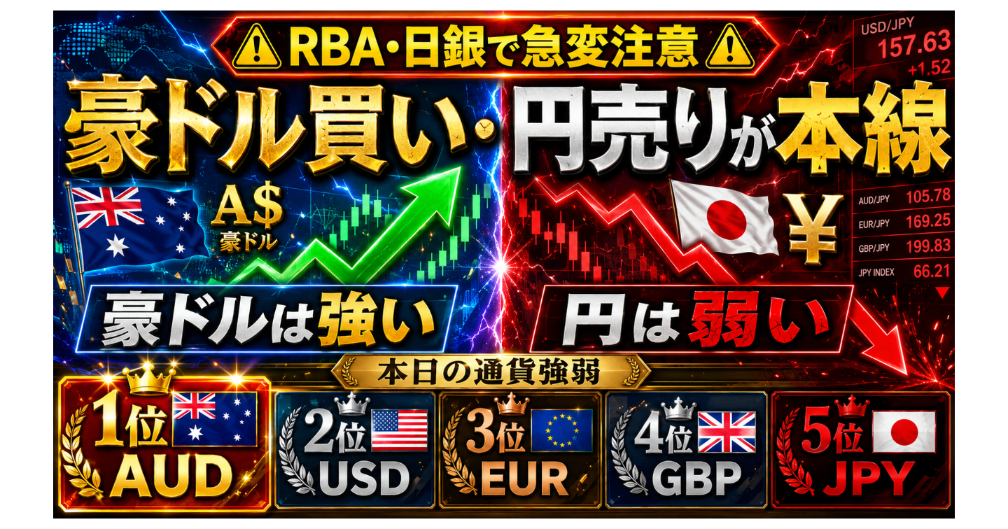 🟢6月16日（火）本日のFX戦略｜豪ドル買い・円売りが本線、ただしRBAと日銀で急変注意
