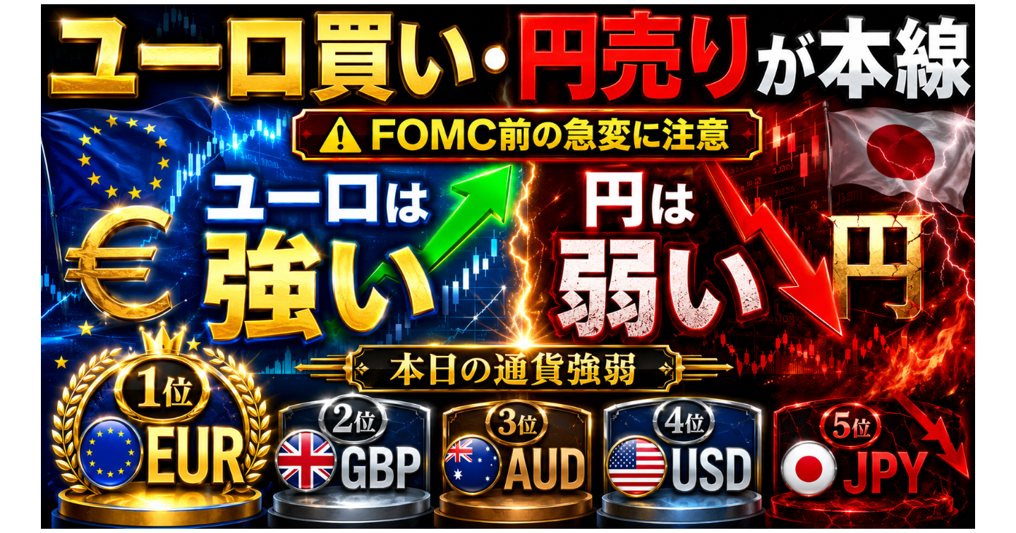 🟢6月17日（水）本日のFX戦略｜ユーロ買い・円売りが本線、FOMC前の急変に注意