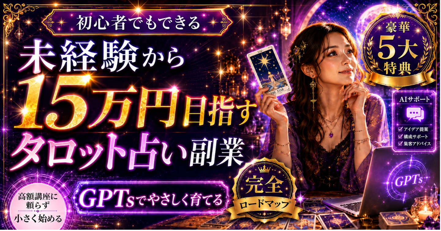 【6/24(水)まで特別価格】【未経験から月利15万円へ】初心者でもできるタロット占い副業の完全ロードマップ