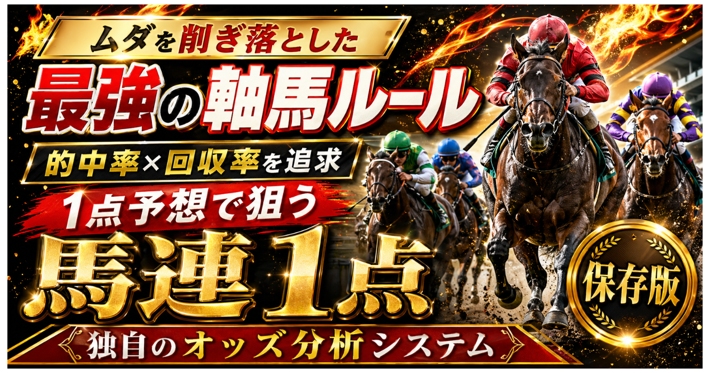 【馬連1点的中ソフト】オッズ分析で買い目を自動選定する競馬予想ソフト（Windows版）