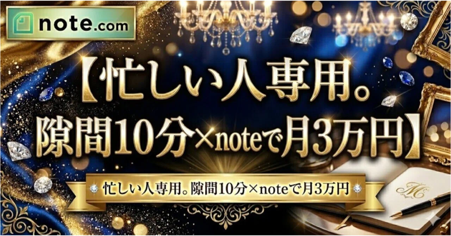 忙しい人専用。隙間10分×noteで月3万円を作る朝の習慣実践ドリル