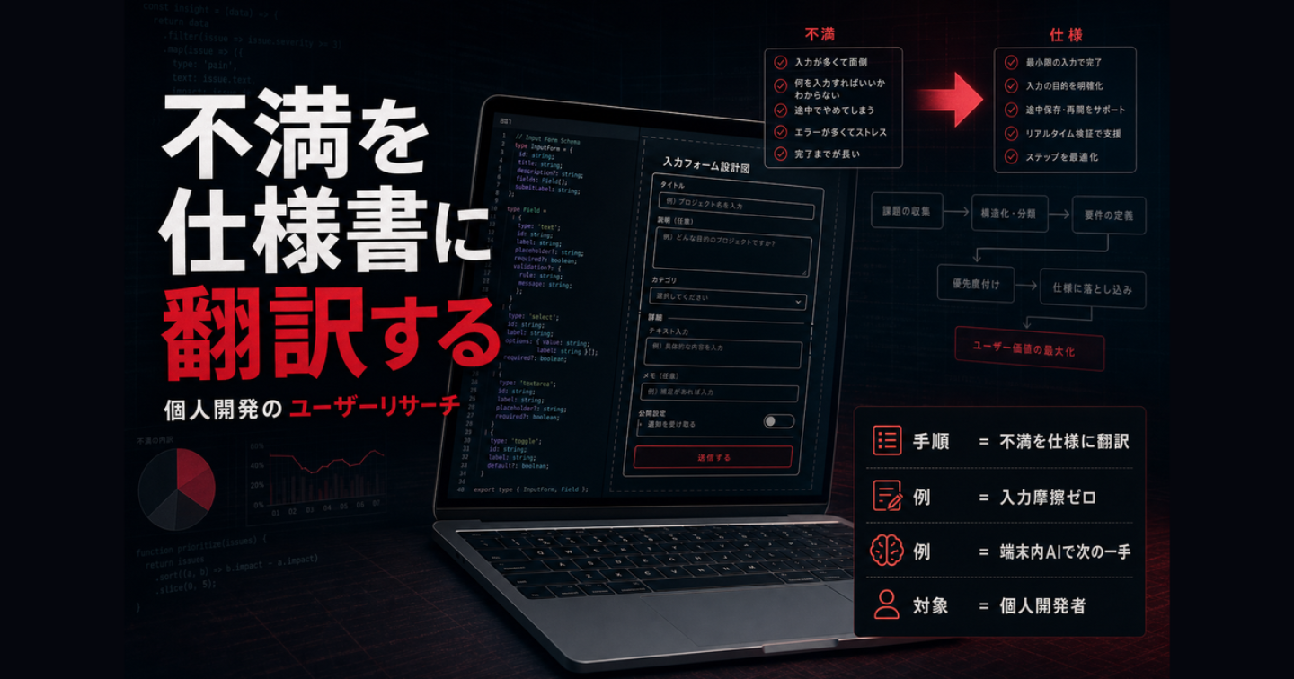 不満を仕様に変える ── 個人開発で一番ズルいユーザーリサーチ