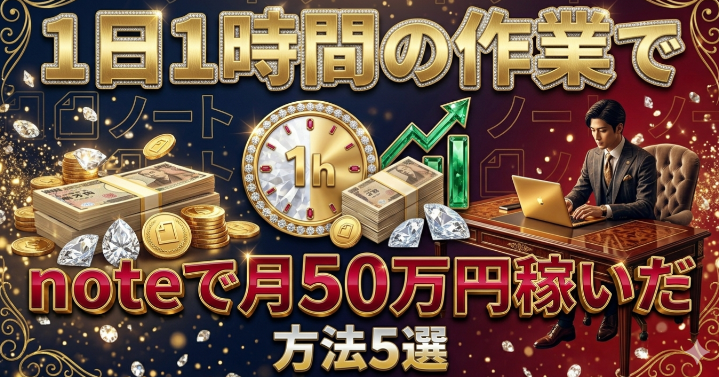 1日1時間の作業でnoteで月50万円を稼いだ方法5選