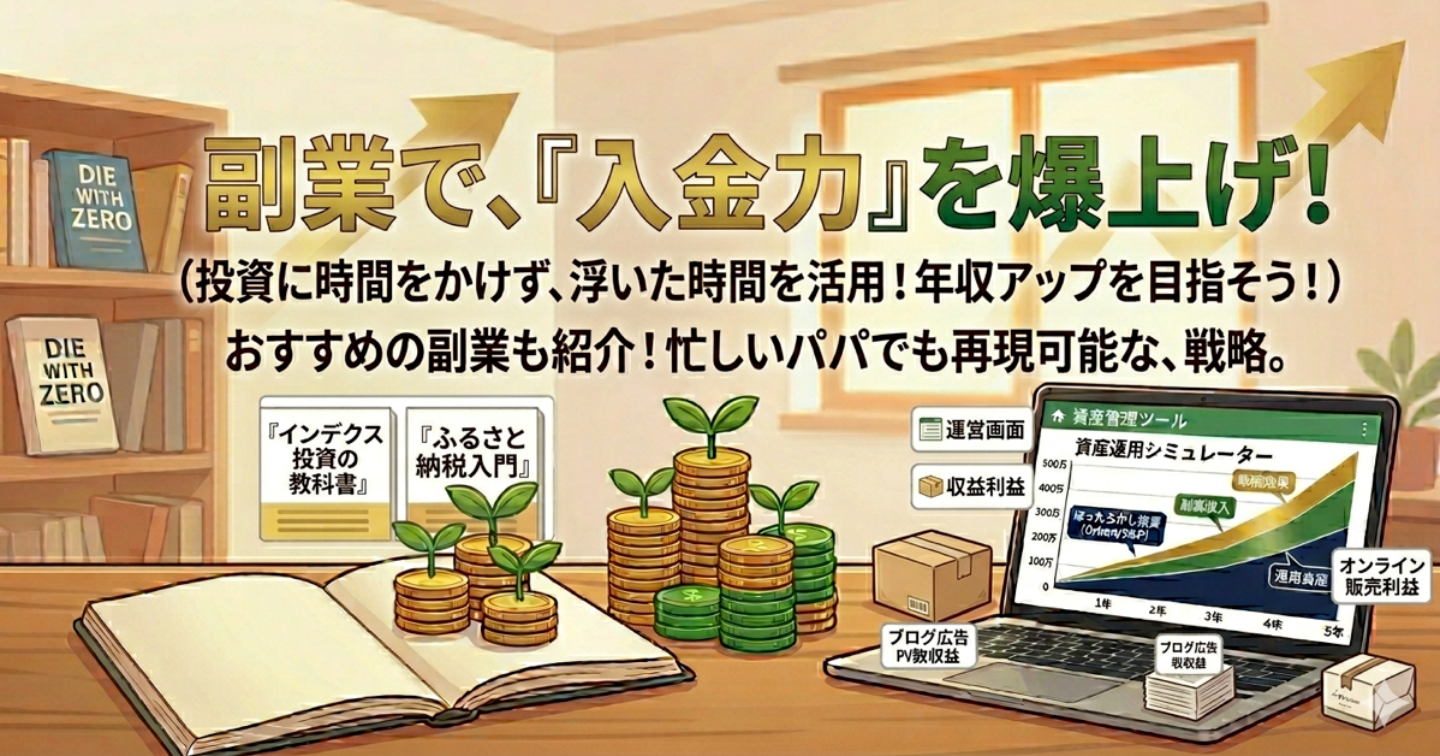 【副業】入金力が最大のカギ！投資に時間をかけず浮いた時間に副業をして年収アップを目指そう！おすすめの副業も紹介！