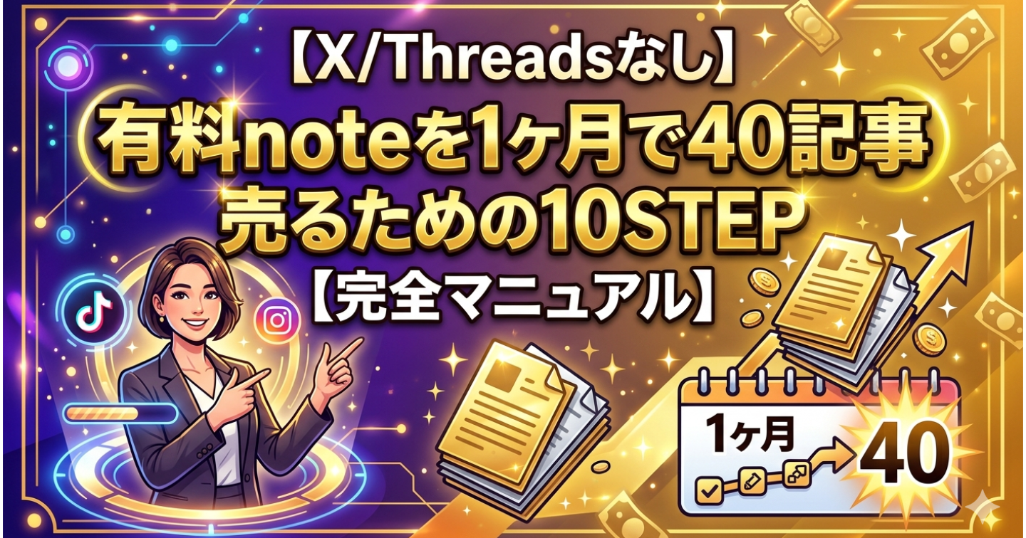 【X/Threadsなしnoteだけ】有料noteを１ヶ月で40記事売るための10STEP【完全マニュアル】