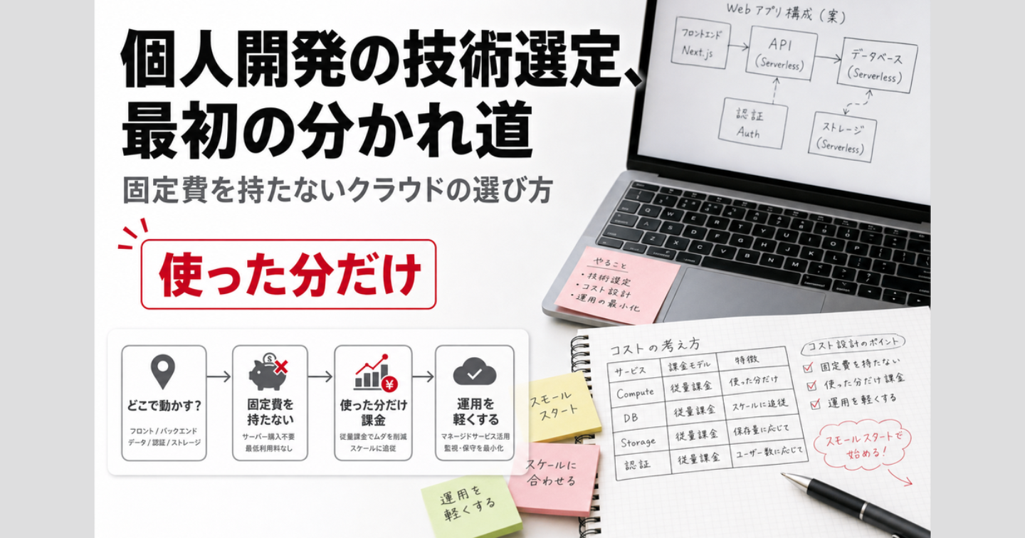 コードを書く前に決まる 個人開発の技術選定とコスト設計