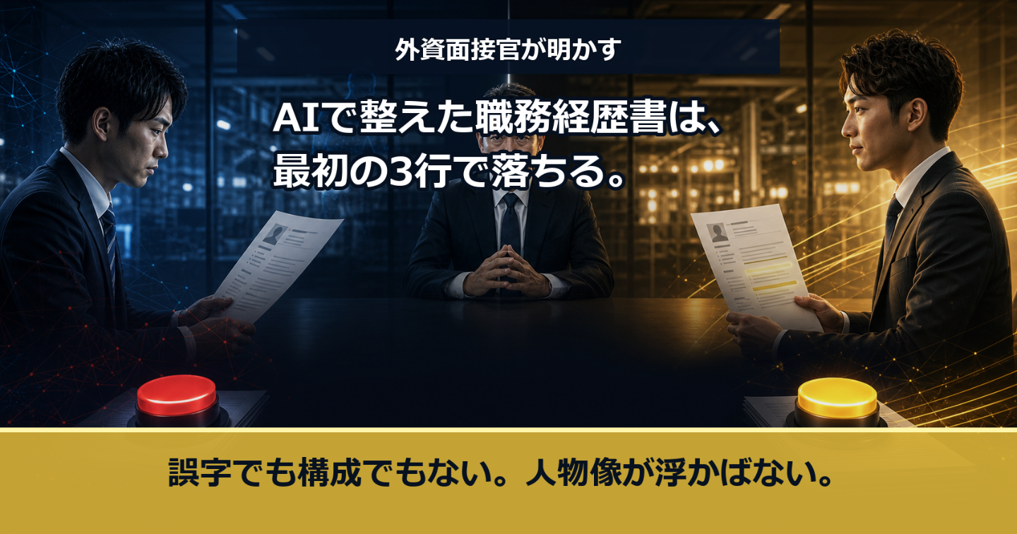 職務経歴書、AIに書かせた瞬間に落ちています — 外資面接官が最初の3行で見ているもの