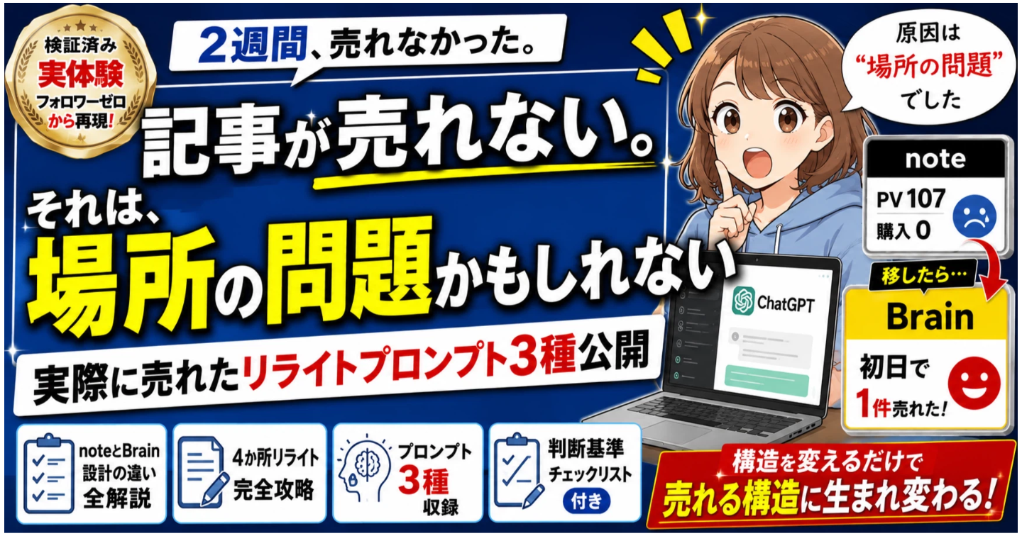 記事が売れない。それは、場所の問題かもしれない｜実際に売れたリライトプロンプト3種公開