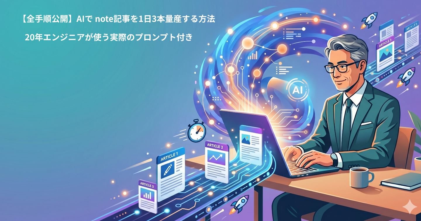 【全手順公開】AIで note記事を1日3本量産する方法｜20年エンジニアが使う実際のプロンプト付き