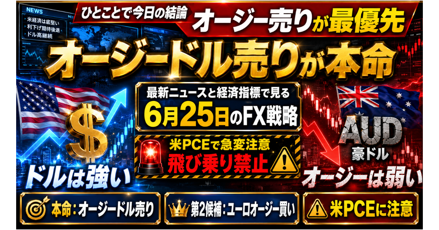 オージードル売りが本命。