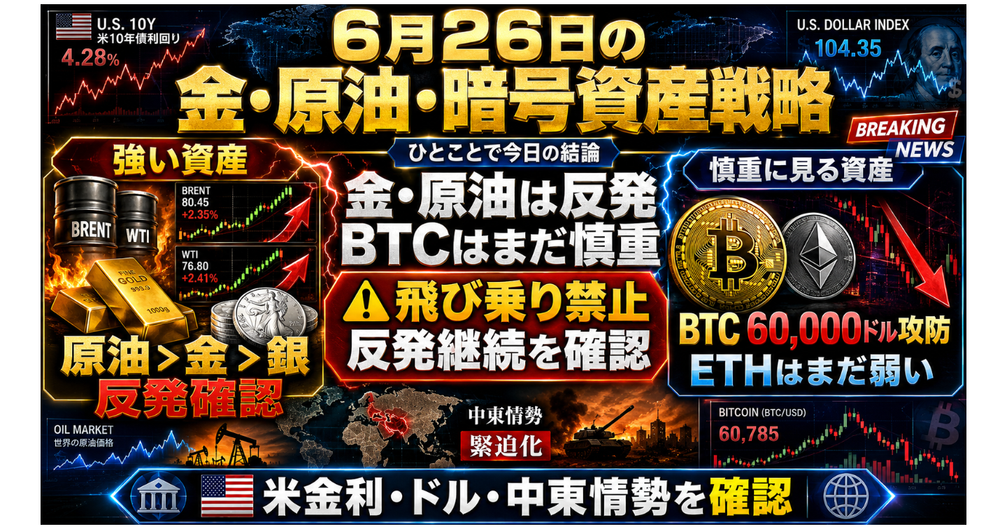 6月26日の金・原油・暗号資産戦略