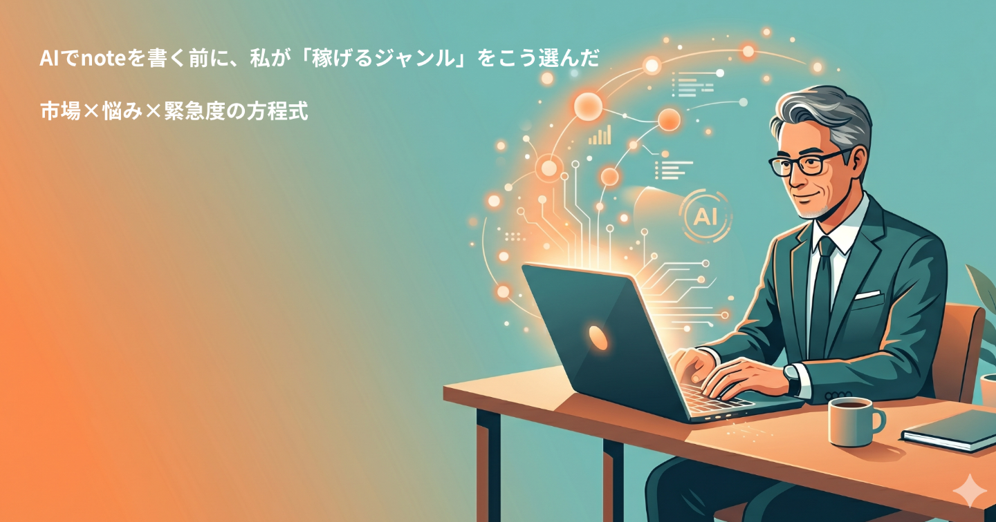 AIでnoteを書く前に、私が「稼げるジャンル」をこう選んだ｜市場×悩み×緊急度の方程式
