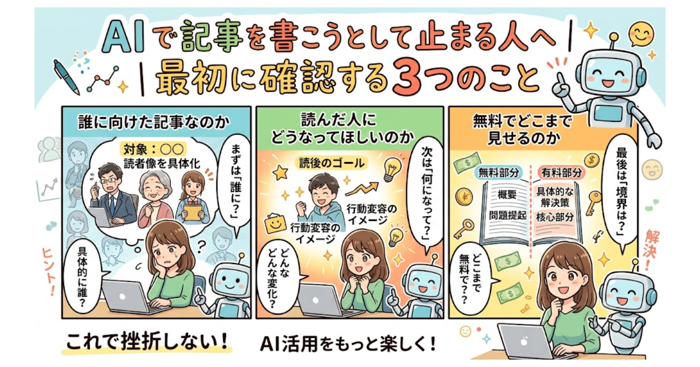 AIで記事を書こうとして止まる人へ｜最初に確認する3つのこと