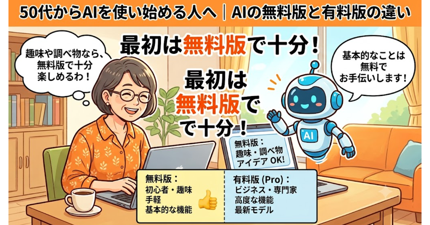 50代からAIを使い始める人へ｜AIの無料版と有料版の違い