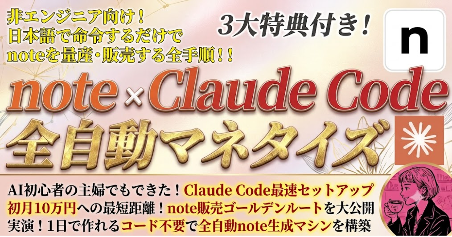 【完全保存版】AI副業初心者でもできた！note×Claude Code全自動マネタイズ（2026年7月版）