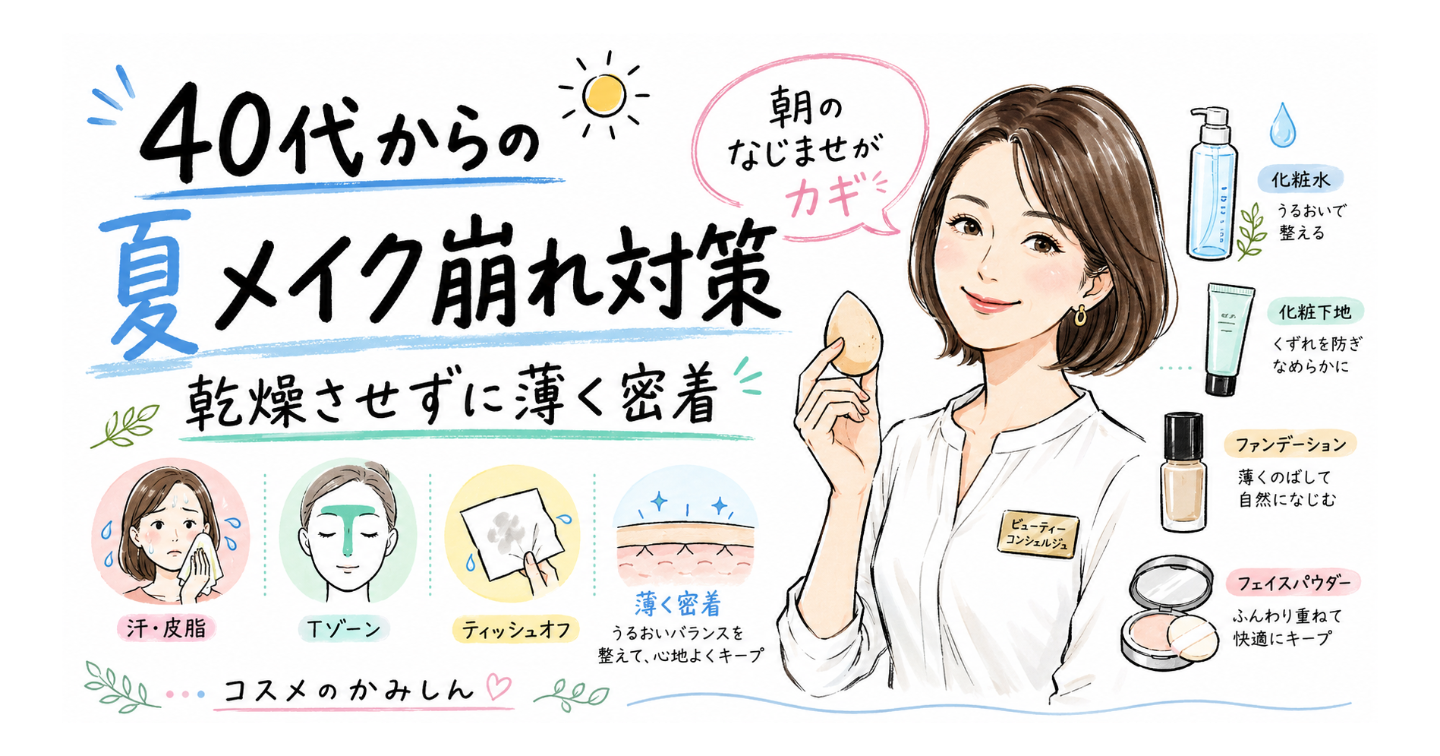 40代からの夏メイク崩れ対策｜乾燥させずにきれいを保つ朝の見直しチェック