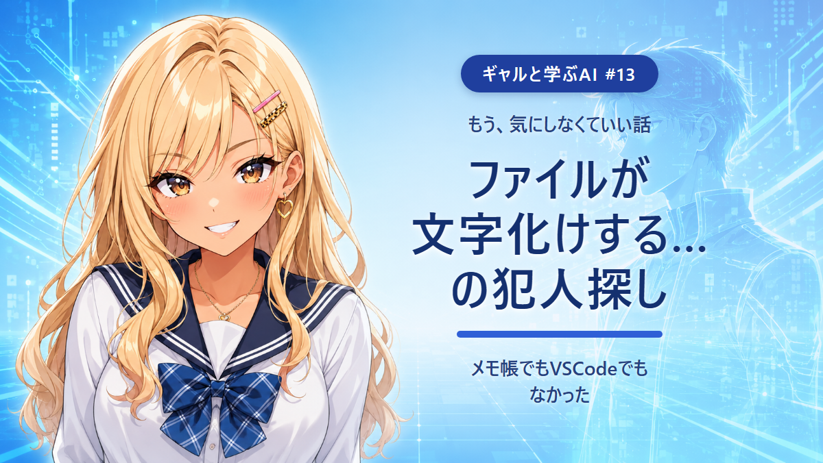 【ギャルと学ぶAI #13】AIが作ったファイルが文字化けする…→犯人を探したら、メモ帳でもVSCodeでもなかった