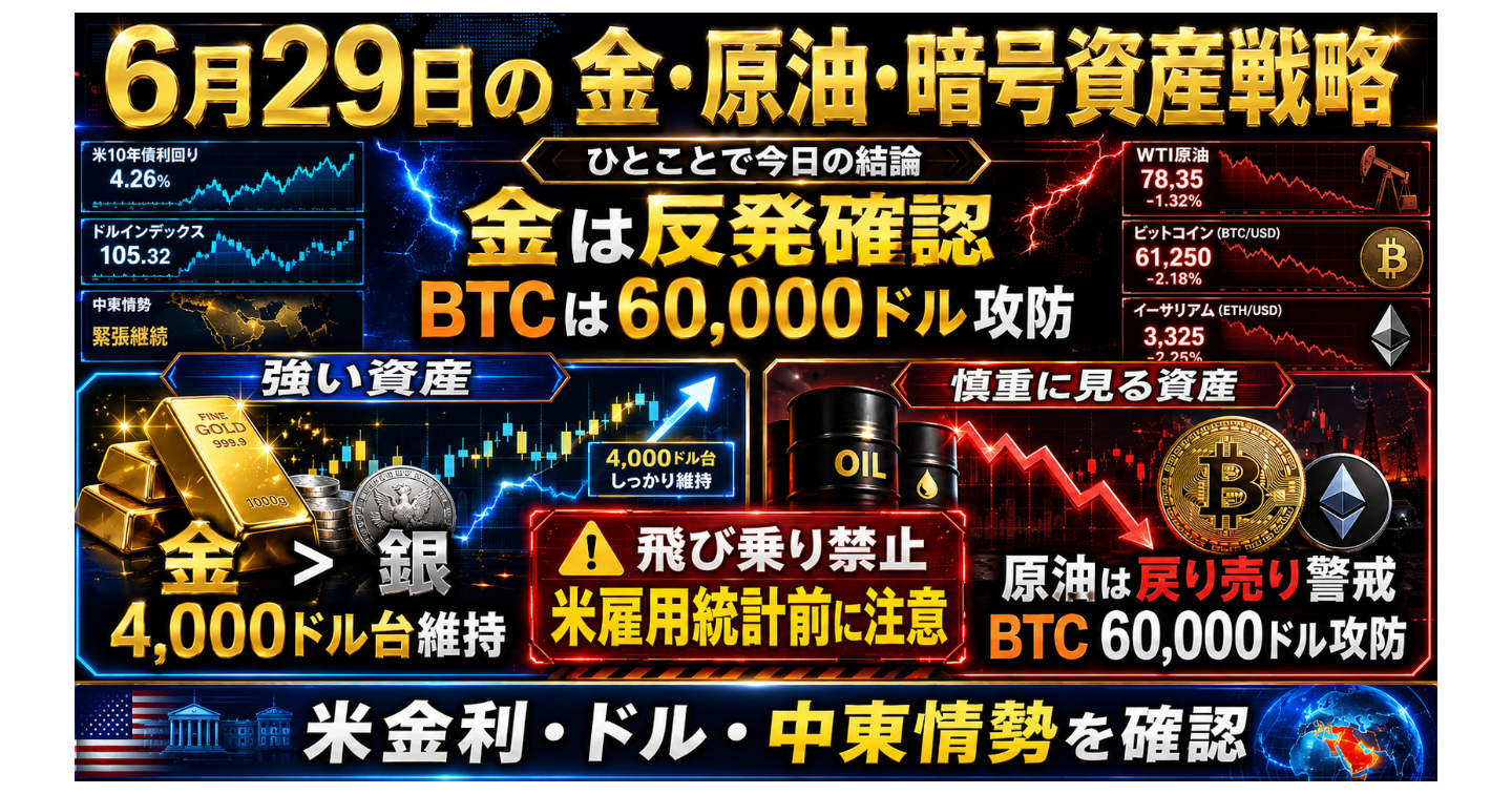 6月29日の金・原油・暗号資産戦略