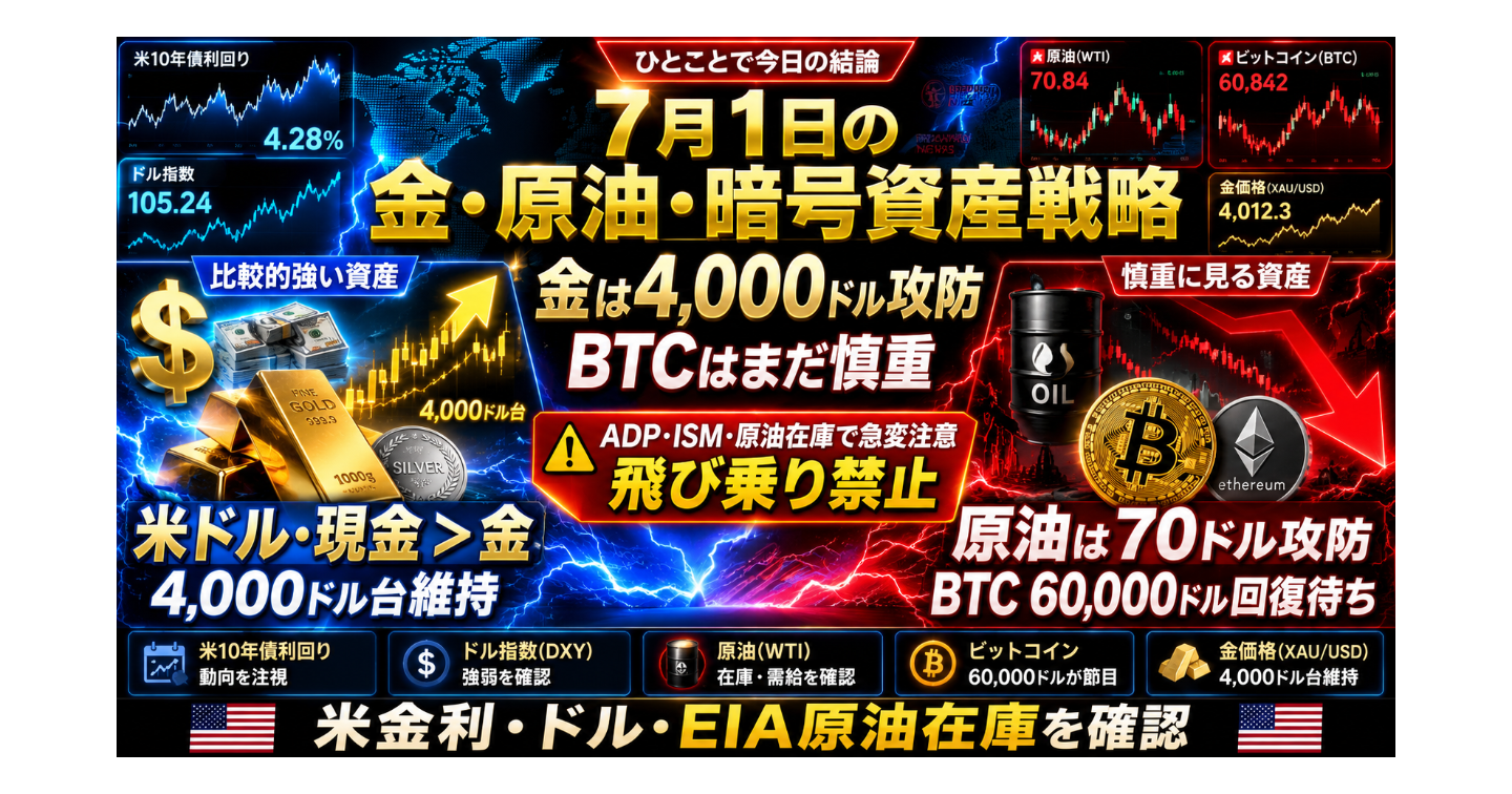 7月1日の金・原油・暗号資産戦略