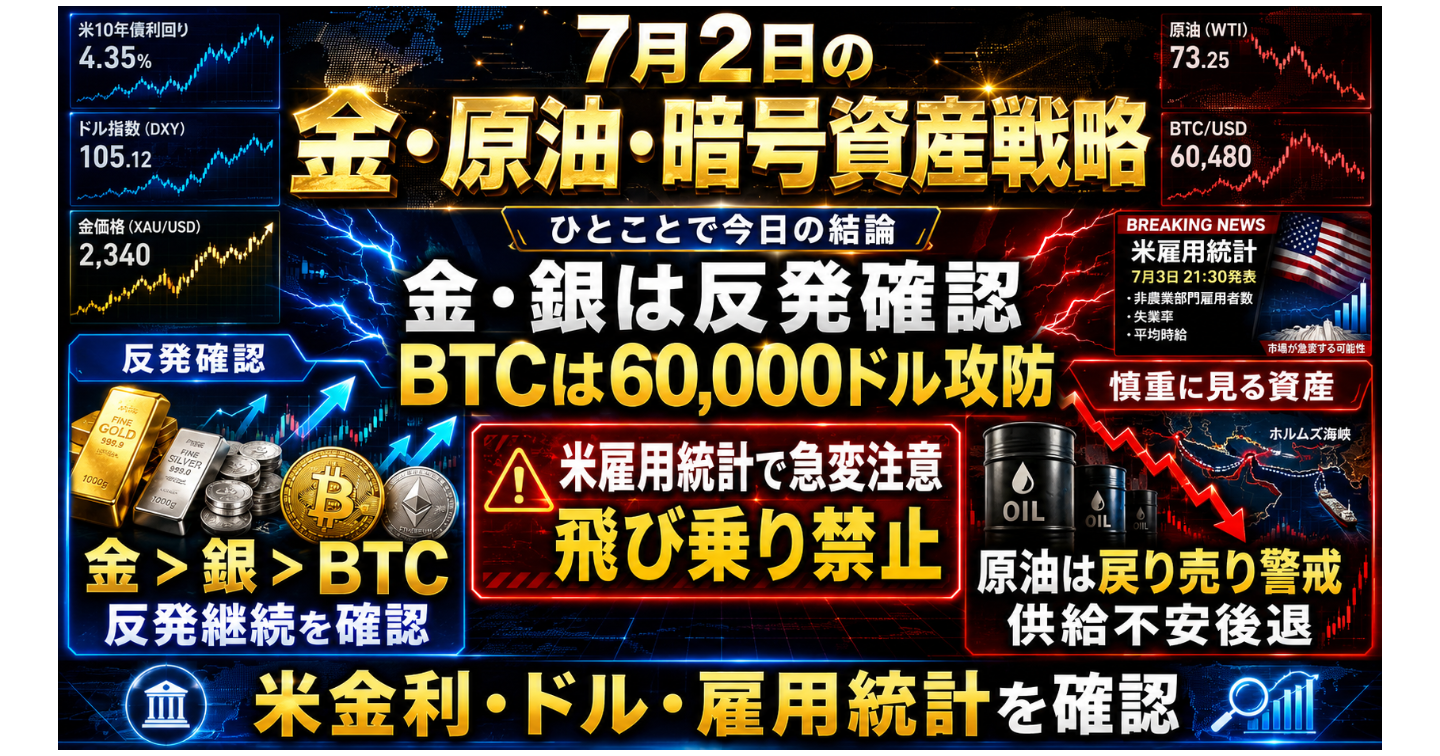 7月2日の金・原油・暗号資産戦略