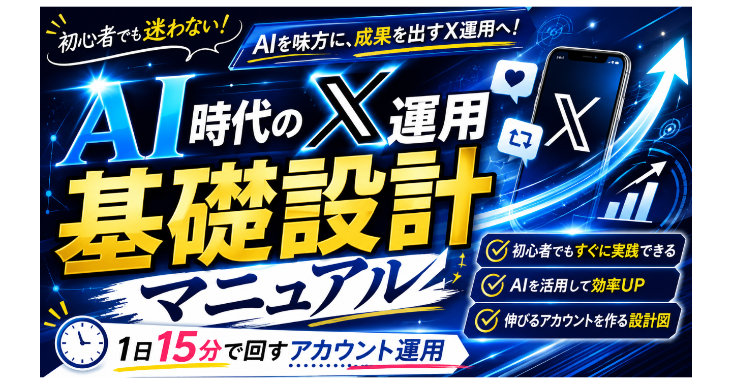 AI時代のX運用 基礎設計マニュアル｜1日15分で回すアカウント運用の土台づくり