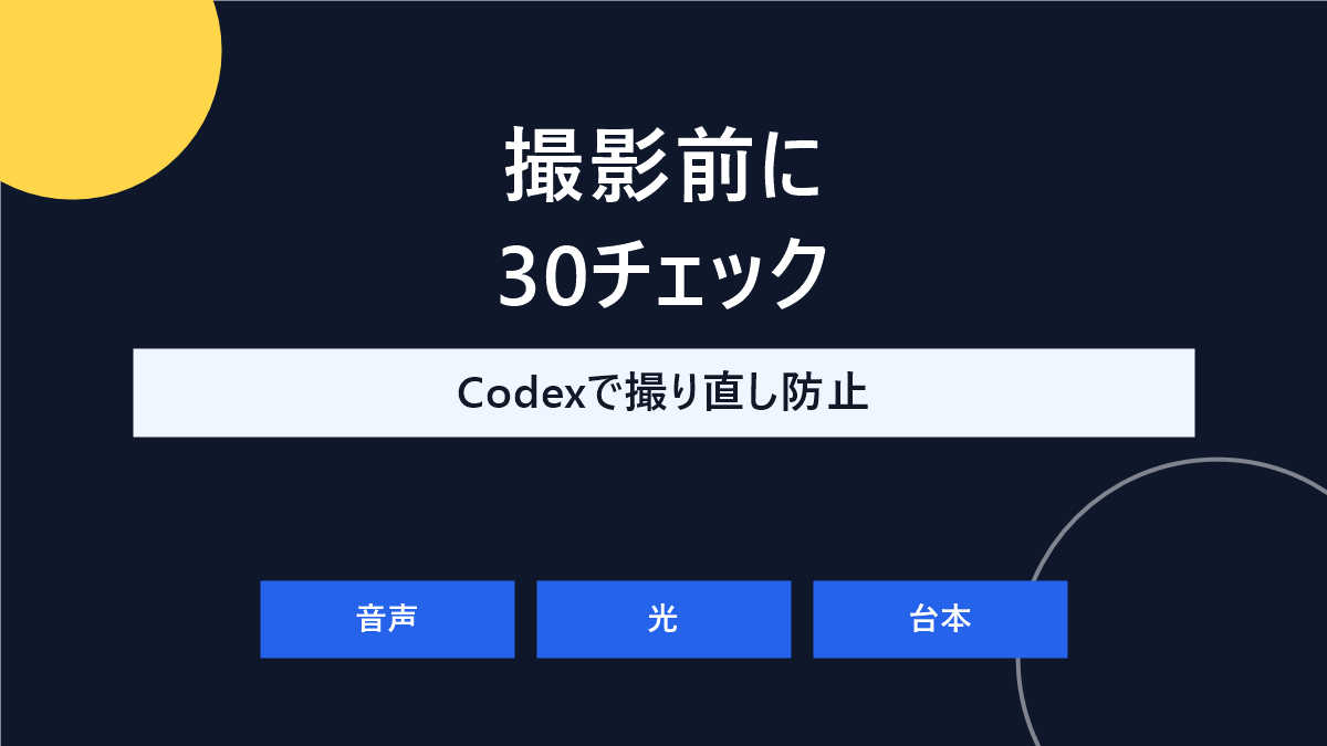 【コピペOK】CodexでYouTube撮影チェックリストを作る方法｜30項目