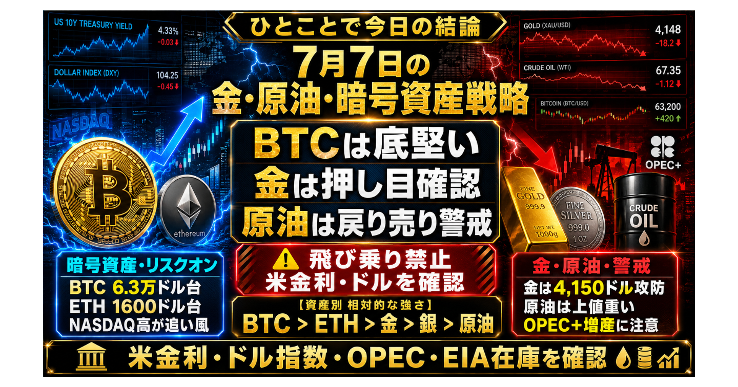 7月7日の金・原油・暗号資産戦略