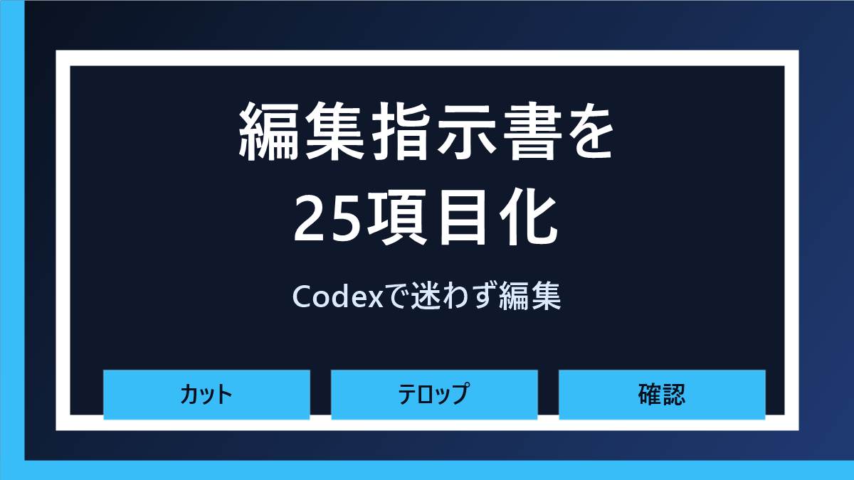 【コピペOK】CodexでYouTube編集指示書を作る方法｜25項目