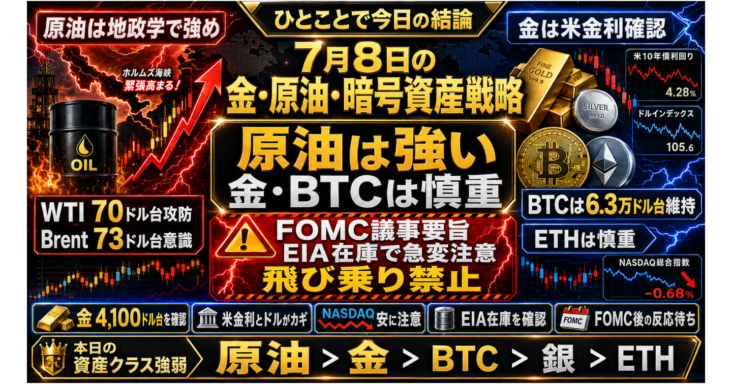 7月8日の金・原油・暗号資産戦略