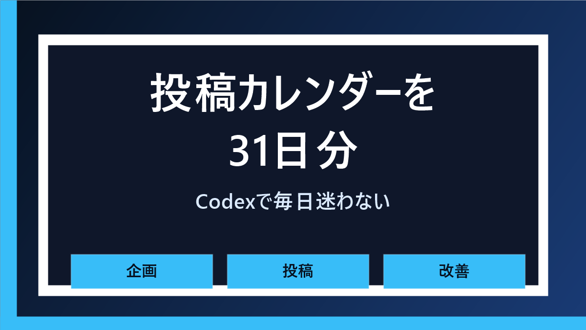 【コピペOK】CodexでYouTube投稿カレンダーを作る方法｜31日分