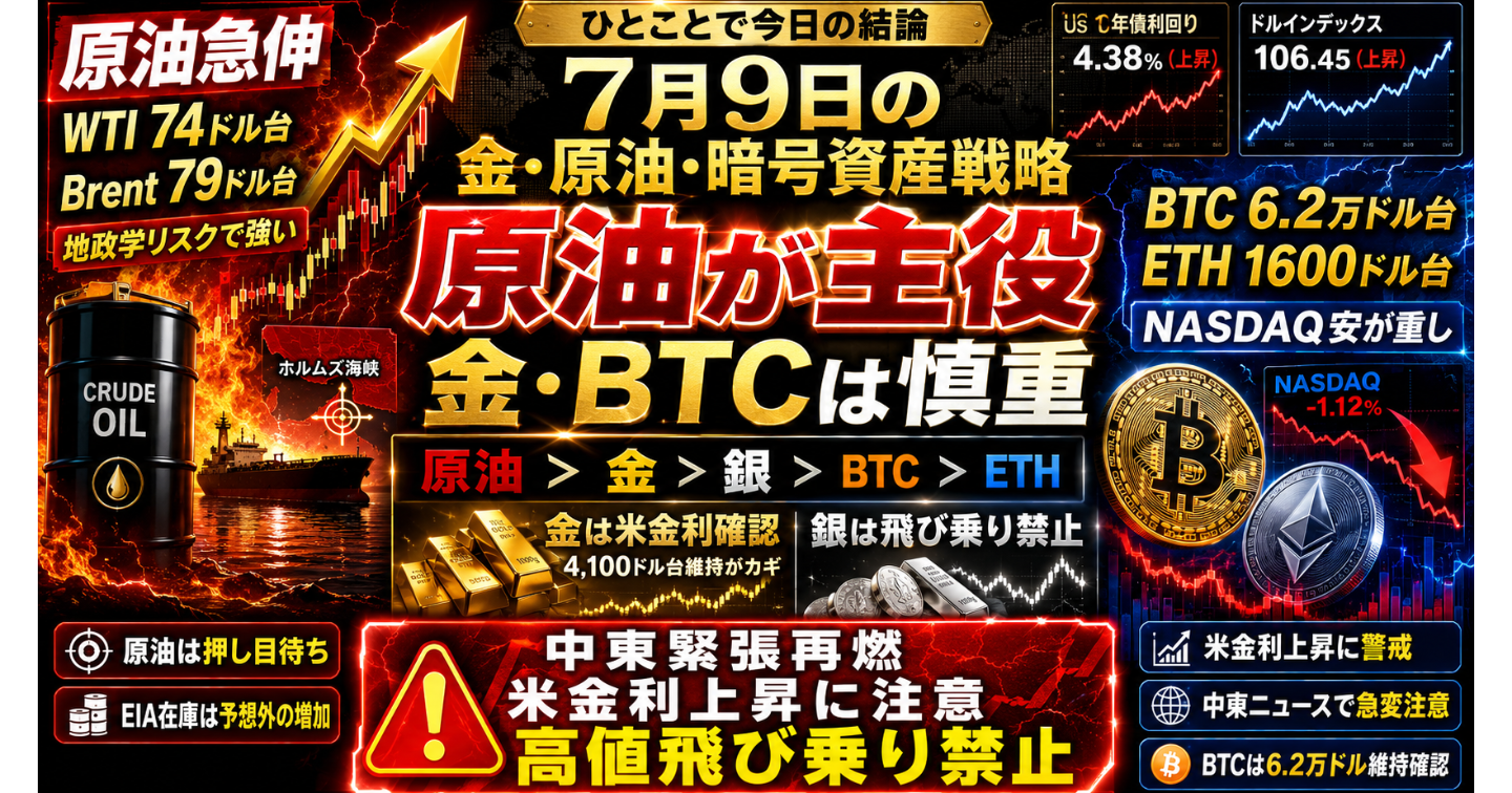 7月9日の金・原油・暗号資産戦略