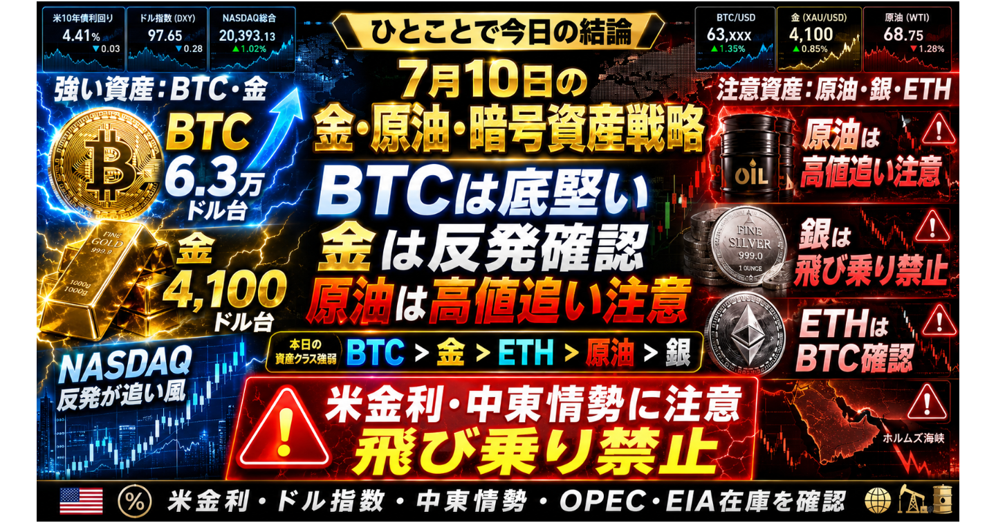 7月10日の金・原油・暗号資産戦略