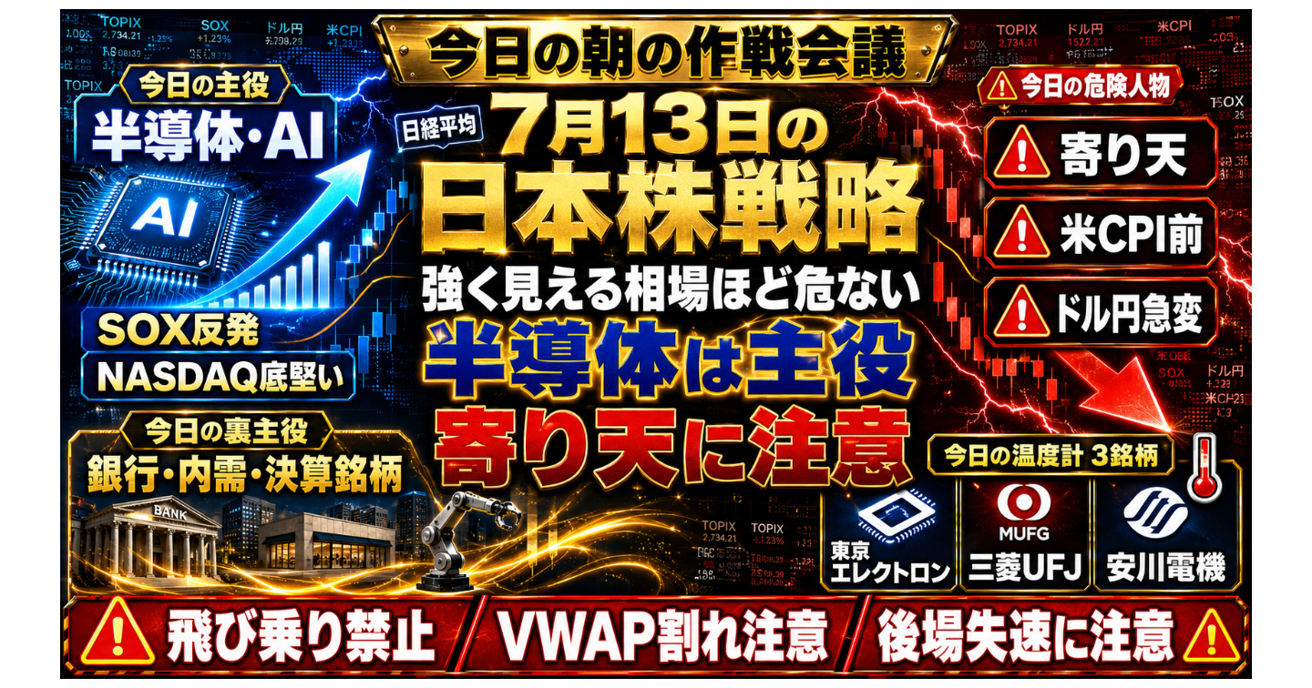 7月13日の日本株戦略｜今日の相場は「強く見えるけど、実は試される日」