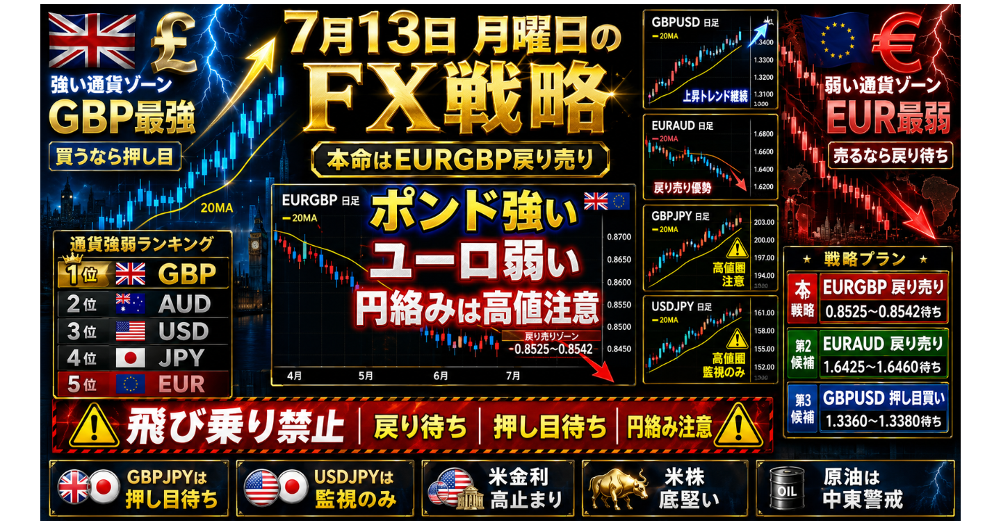 # 7月13日 月曜日のFX戦略