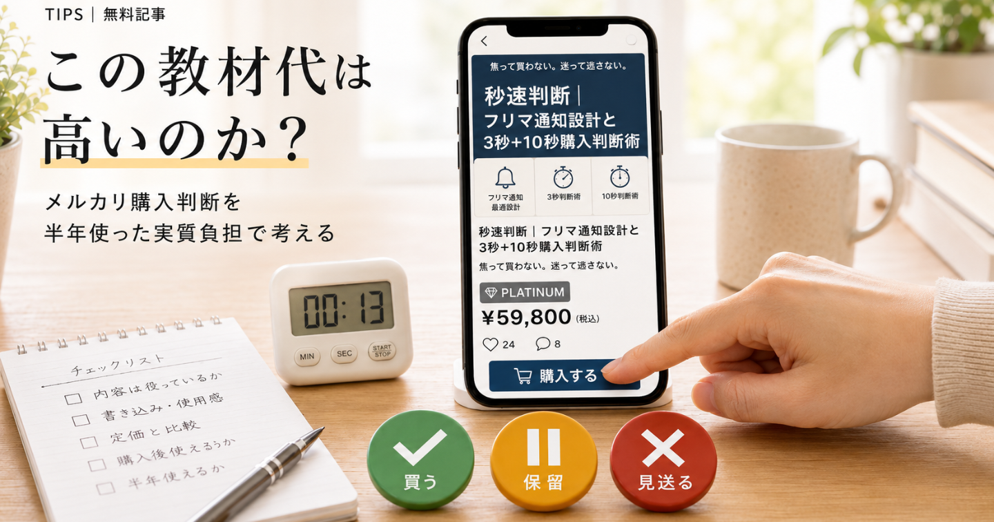 この教材代は高いのか？｜メルカリ購入判断を半年使った実質負担で考える