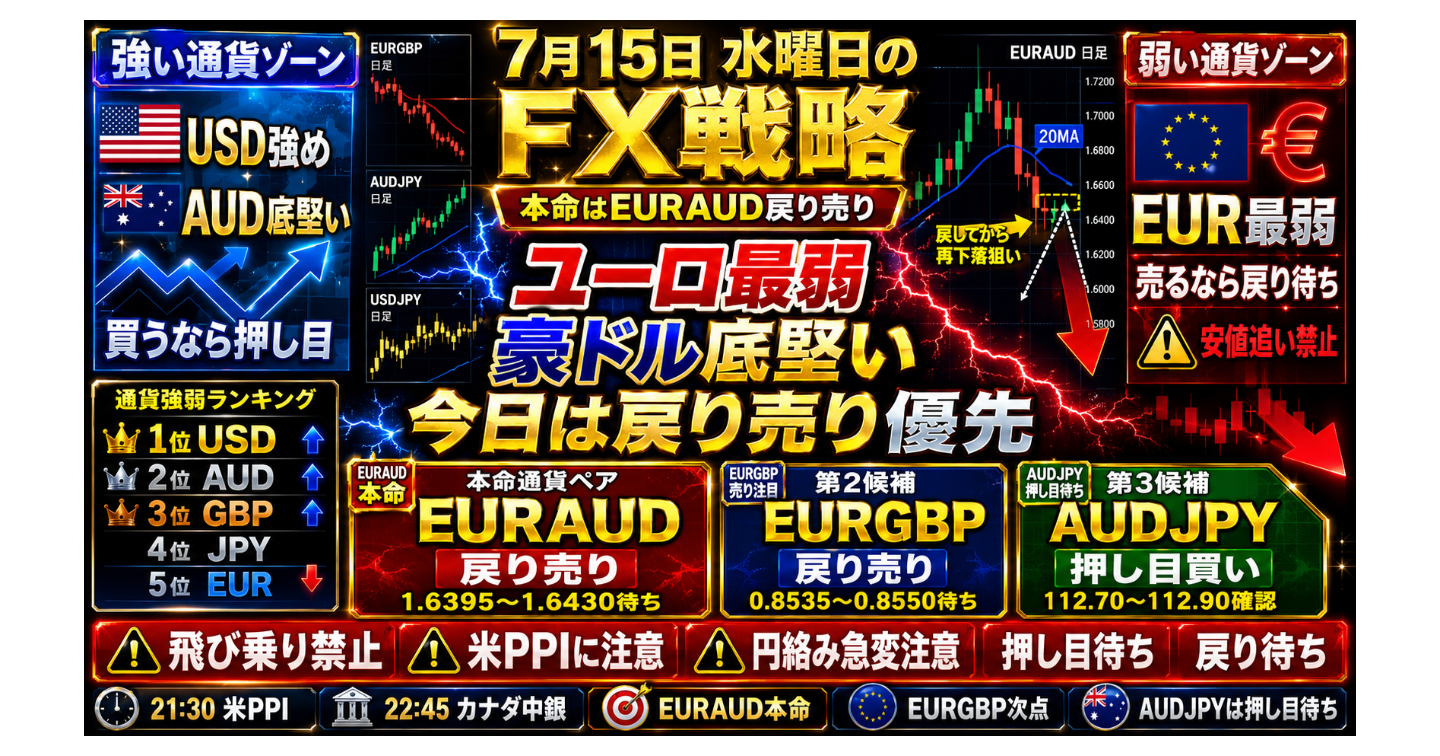 # 7月15日 水曜日のFX戦略