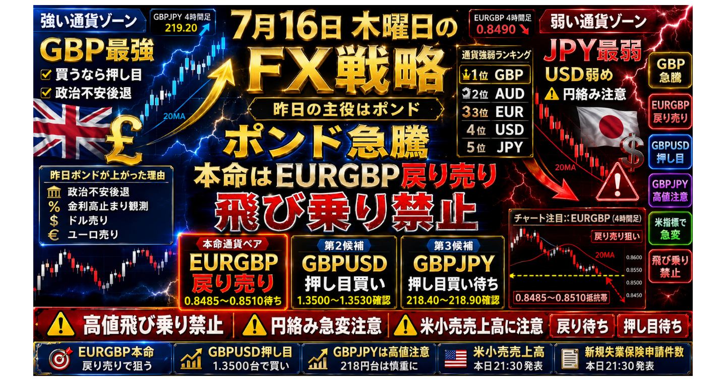# 7月16日 木曜日のFX戦略