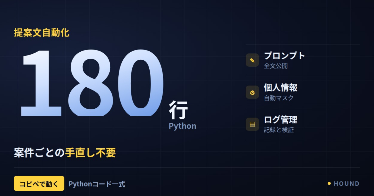【コード全公開】180行のPythonで提案文をコピペで量産する自動化の作り方